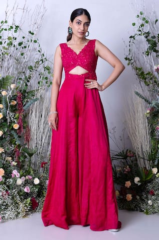 Sunita Bhandari Hand Embroidered Bodice Jumpsuit 