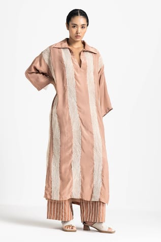 Three V Neck Tunic & High Waist Pant Set 