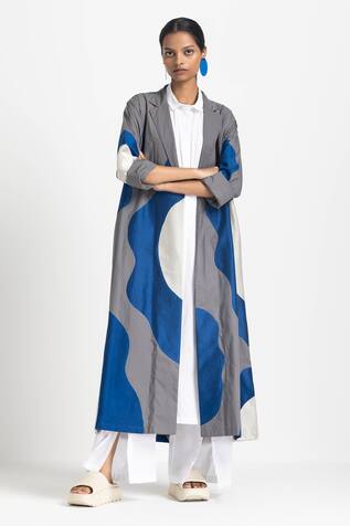 Three Floral Applique Jacket Pant Set 