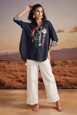 Verb By Pallavi Singhee Patchwork Embroidered Shirt 