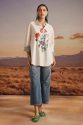 Verb By Pallavi Singhee Patchwork Floral Embroidered Shirt 
