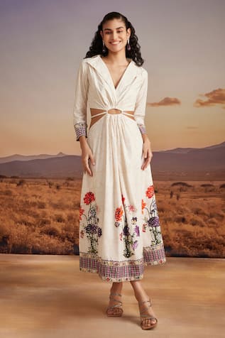 Hem Printed Cotton Dress 