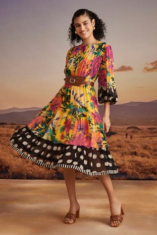 Verb By Pallavi Singhee Floral Print Midi Dress 