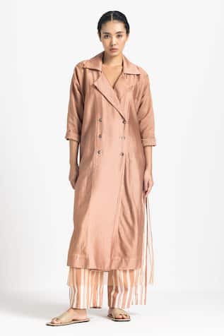 Three Chanderi Solid Jacket 