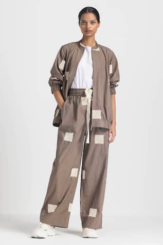 Three Wave Embroidered Bomber Jacket 