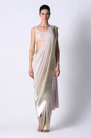 431-88 by Shweta Kapur Metallic Ombre Pre Draped Saree With Blouse 