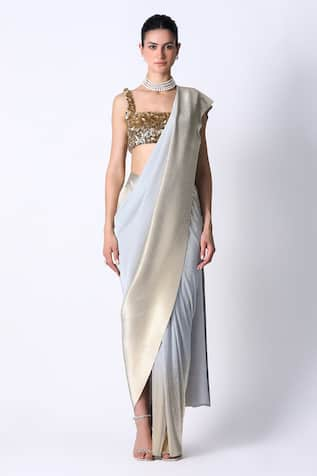 431-88 by Shweta Kapur Ombre Pre Draped Saree With Embellished Blouse 