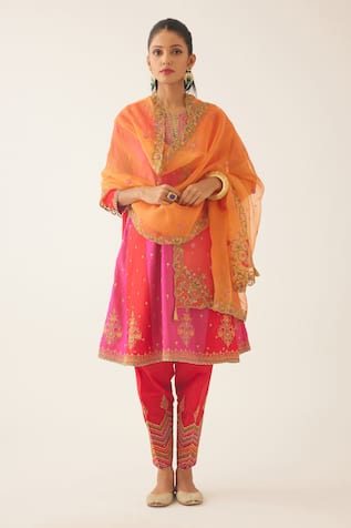 Kora Embroidered Short Kurta Salwar Set 