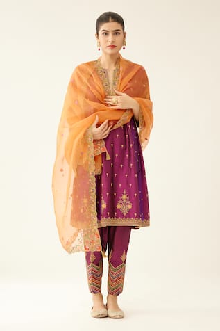 Kora Dori Embroidered Short Kurta Salwar Set 