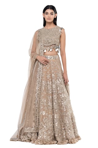 Abhinav Mishra Mirror Embellished Net Bridal Lehenga Set 