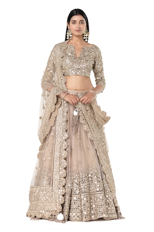 Abhinav Mishra Mirror Embroidered Organza Bridal Lehenga Set