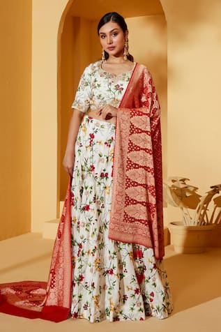 Suruchi Parakh Flower Pattern Lehenga Set 