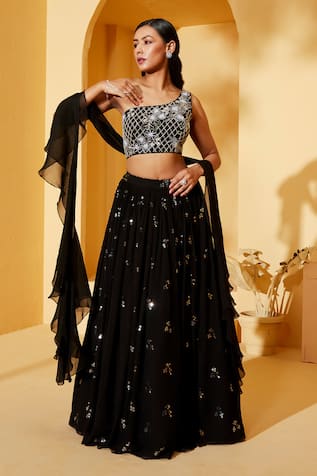 Suruchi Parakh Metallic Embroidered Lehenga Set 