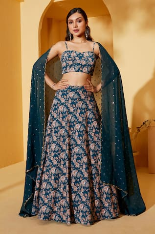 Suruchi Parakh Floret Pattern Lehenga Set 