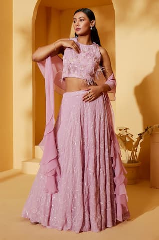 Suruchi Parakh Floral Embroidered Lehenga Set 