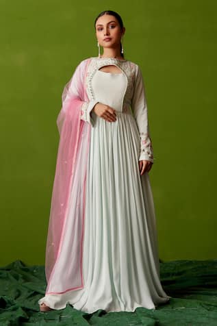 Suruchi Parakh Floral Embroidered Anarkali With Dupatta 