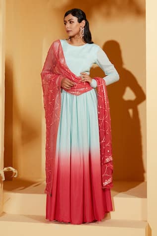 Suruchi Parakh Solid Anarkali With Embroidered Dupatta 