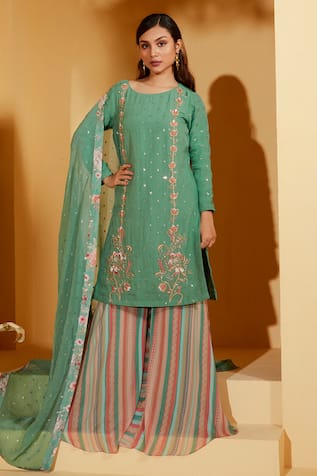 Suruchi Parakh Embroidered Sequins Kurta Sharara Set 