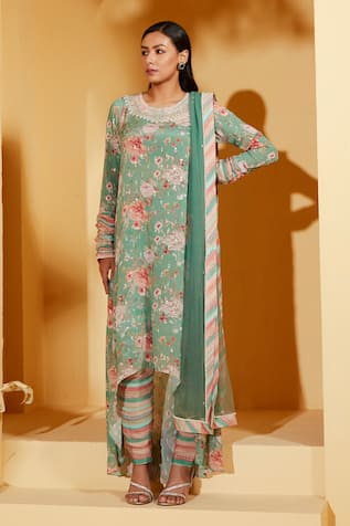 Suruchi Parakh Floral Print A-Line Anarkali Pant Set 