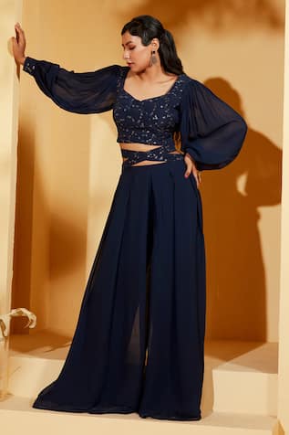 Suruchi Parakh Embroidered Top & Flared Pant Set 
