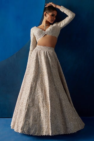 Mrunalini Rao Noor Hand Embroidered Bridal Lehenga Set 