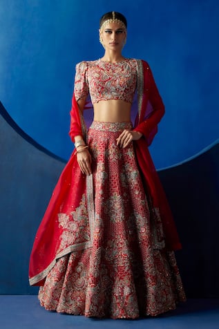 Mrunalini Rao Radha Raw Silk Embroidered Bridal Lehenga Set 