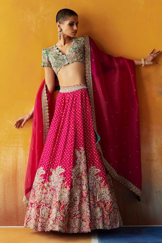 Mrunalini Rao Paaro Resham Embroidered Bridal Lehenga Set 