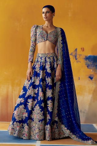 Mrunalini Rao Mynah Resham Embroidered Bridal Lehenga Set 