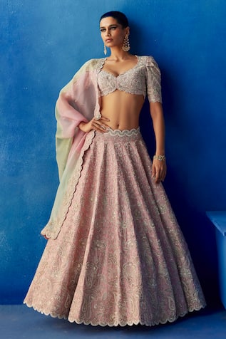 Mrunalini Rao Preetha Resham Embroidered Bridal Lehenga Set 