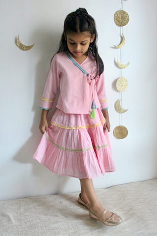 Placement Lace Work Top With Skirt 