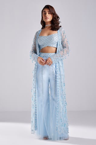 Diyarajvvir Floral Embroidered Jacket Pant Set 