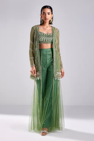 Diyarajvvir Sequins & Beads Embroidered Jacket Pant Set 