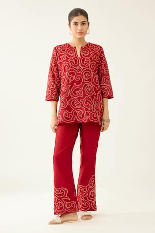 Jaal Applique Work Top & Pant Set 