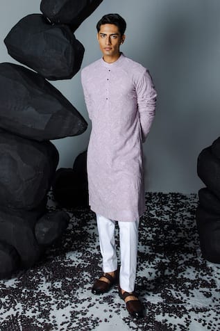 Contrast By Parth Misty Foliage Embroidered Kurta With Pant 