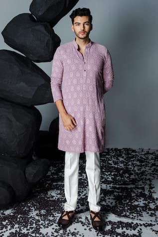 Contrast By Parth Chaand Bali Thread Embroidered Kurta With Pant 