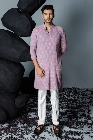 Contrast By Parth Chaand Bali Thread Embroidered Kurta With Pant