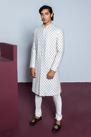 Contrast By Parth Rose Quartz Zardosi Embroidered Sherwani Set 