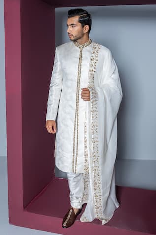 Contrast By Parth Misba Zardosi Work Sherwani Set 