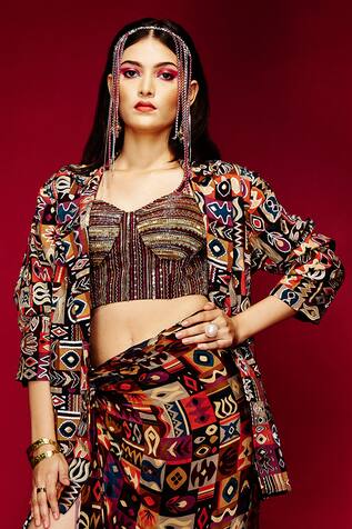 Esha L Amin Tribal Print Blazer 