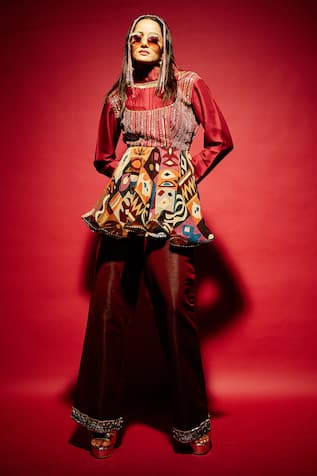 Esha L Amin Hemline Embroidered Pant 