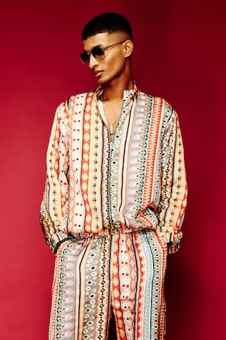 Esha L Amin Tribal Print Bomber Jogger 