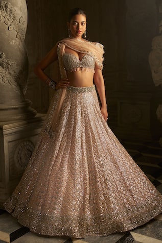 Seema Gujral Tonal Sequin Embroidered Bridal Lehenga Set 