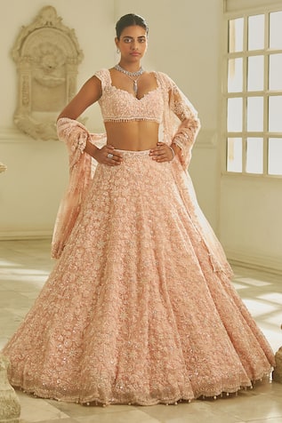 Seema Gujral Floral Embroidered Bridal Lehenga Set 