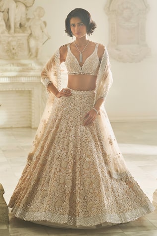 Seema Gujral Floral Embroidered Bridal Lehenga Set 