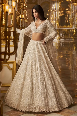 Seema Gujral Sequin & Pearl Embroidered Bridal Lehenga Set 