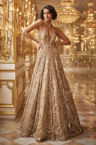 Seema Gujral Sequins Embroidered Net Gown 