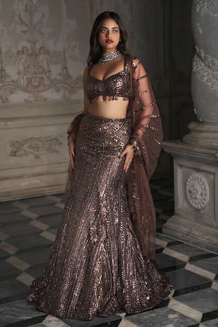 Seema Gujral Sequins Embroidered Skirt Set 