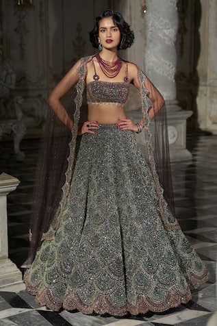 Seema Gujral Stones Embroidered Blouse Bridal Lehenga Set 