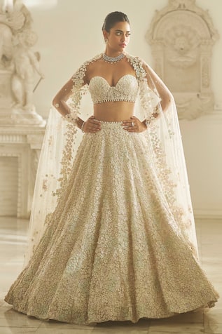 Seema Gujral 3D Embroidered Bridal Blouse Lehenga Set 