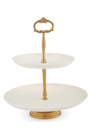 Ornate Carved Two Tier Dessert Stand 